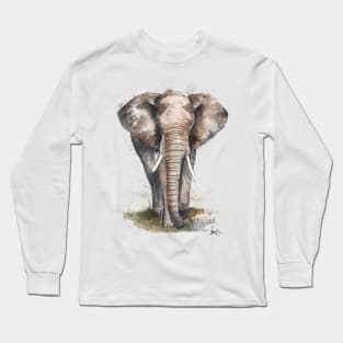 Elephant - Watercolor Wildlife Long Sleeve T-Shirt